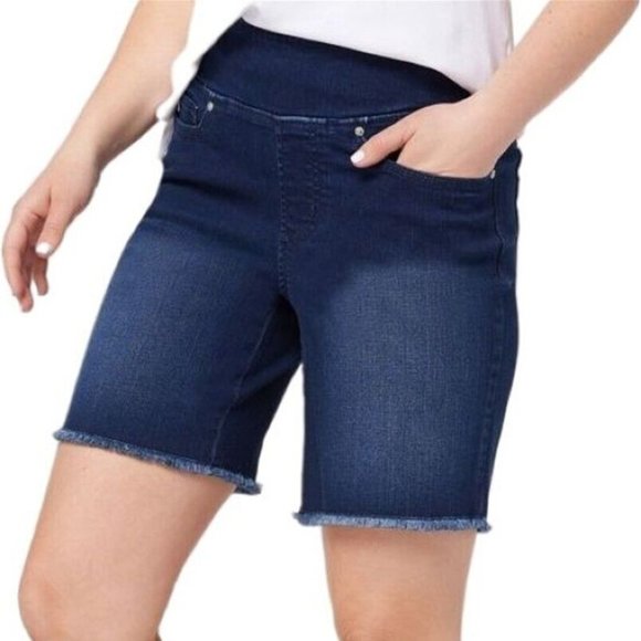 Short Denim Belle By Kim Gravel - Femme Taille 8 (30x8) - Indigo Foncé, Pull-on Stretch - Neuf